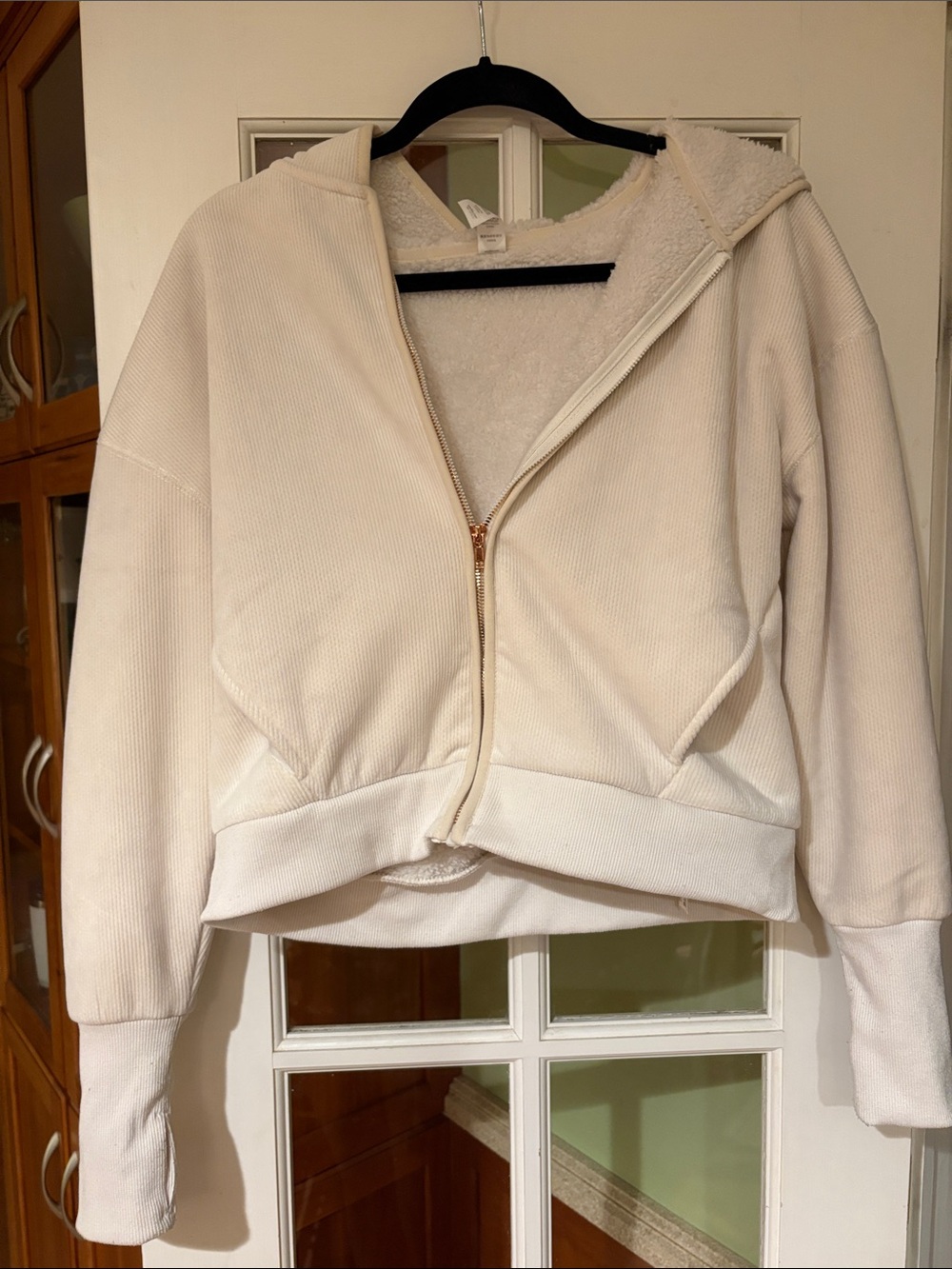 Cream Zip-Up Hooded Jacket